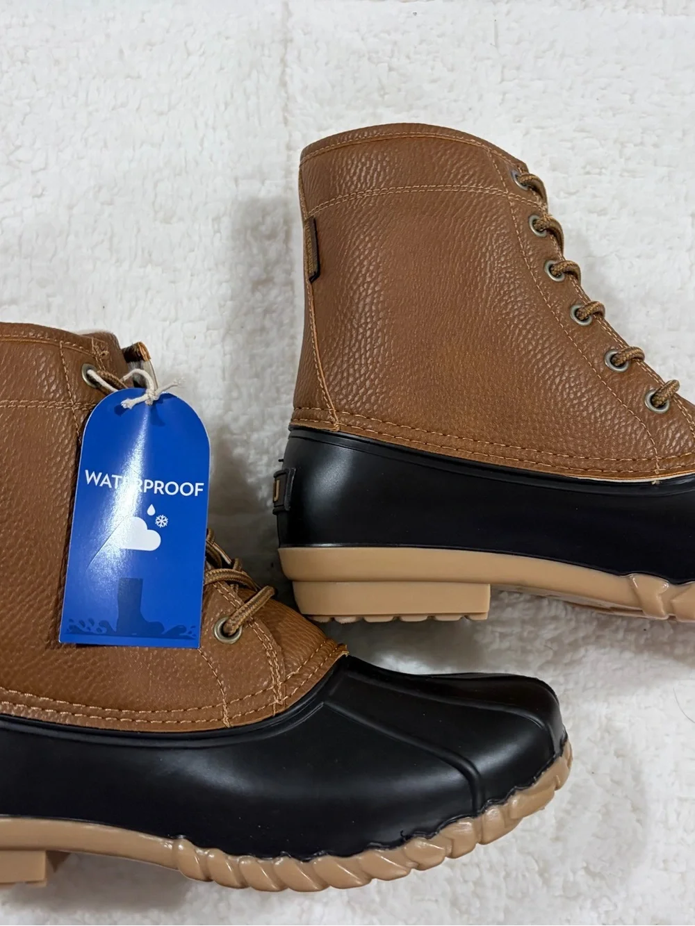JBU Brown and Black Men's Waterproof Lace-Up Duck Boots
